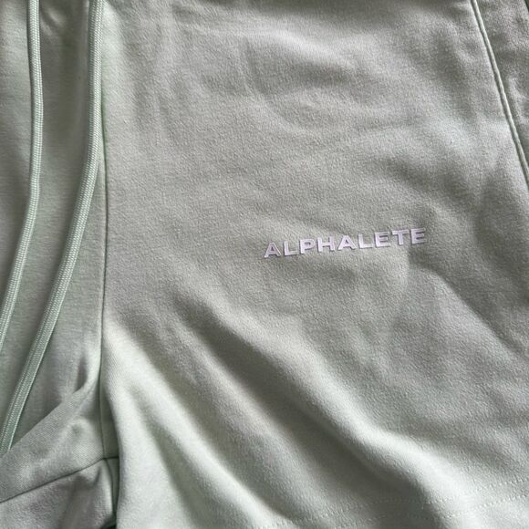NWT Alphalete Womens S Essential Core Sweat Shorts Spring Green Zipped Pockets - Picture 10 of 13